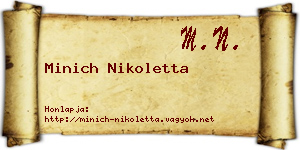 Minich Nikoletta névjegykártya